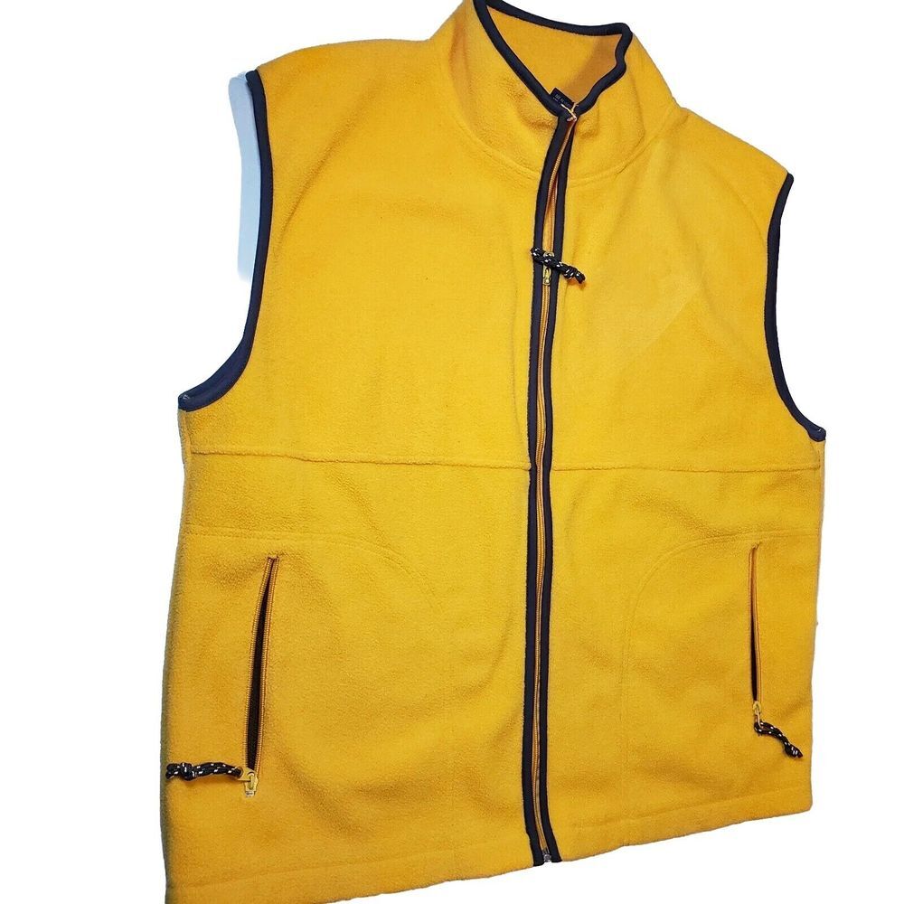 Free Country Men's Safety Yellow Pocket Fleece Vest Size Large Pre-Owned